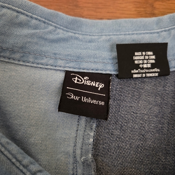 Disney Our Universe Shirt Men's XXL Blue Mickey Mouse Western Denim Chambray - Picture 3 of 12